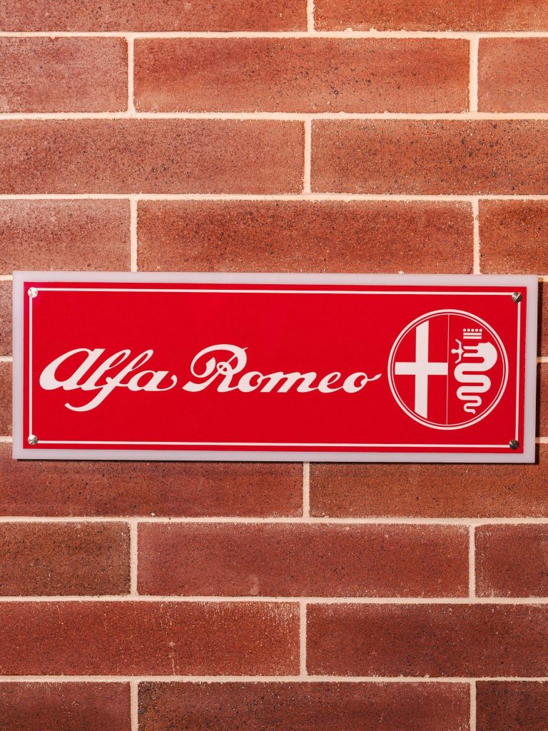 Alfa Romeo Metal and Acrylic Sign Rectangular – ZS Classics